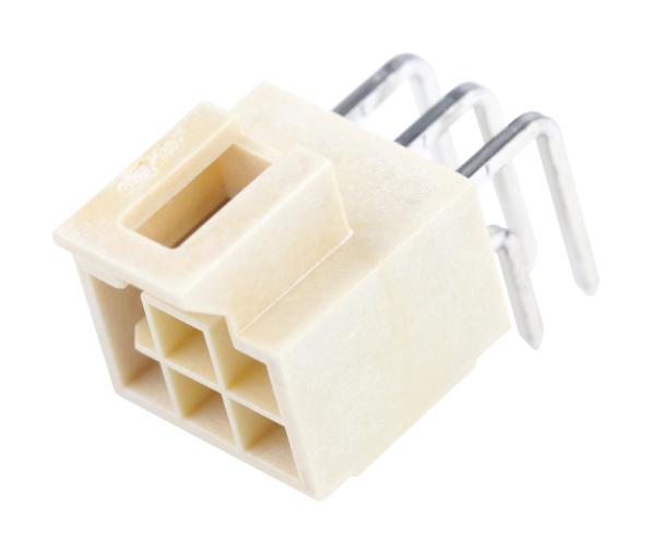 MOLEX 105314-2206 Pin Header, Power, Wire-to-Board, 2.5 mm, 2 Rows, 6 Contacts, Through Hole Right Angle