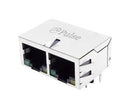 PULSE ELECTRONICS J8064D628ANL Modular Connector, RJ45 Jack, 1 x 2 (Ganged), 8P8C, Cat5, Cat6, Through Hole Mount