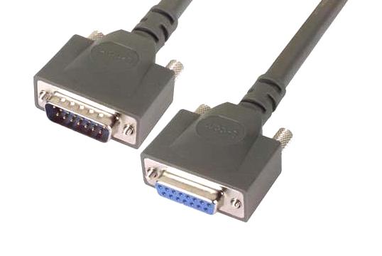 L-COM CPMS15MF-2.5 Computer Cable, D Subminiature Plug, 15 Way, D Subminiature Socket, 15 Way, 2.5 ft, 762 mm