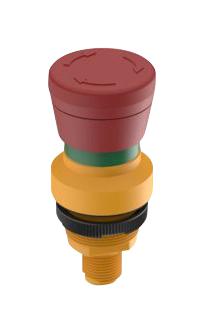 RAFI 1.10.031.011/0000 Emergency Stop Switch, 22.3mm, Non Illuminated, DPST-NC, Latching, 5 Pin M12 Connector, 100 mA