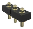 MULTICOMP PRO MP015217 Spring Loaded Connector, Pogo Pin Header, 2.54 mm, 1 Row, 3 Contacts, Through Hole Mount, Brass