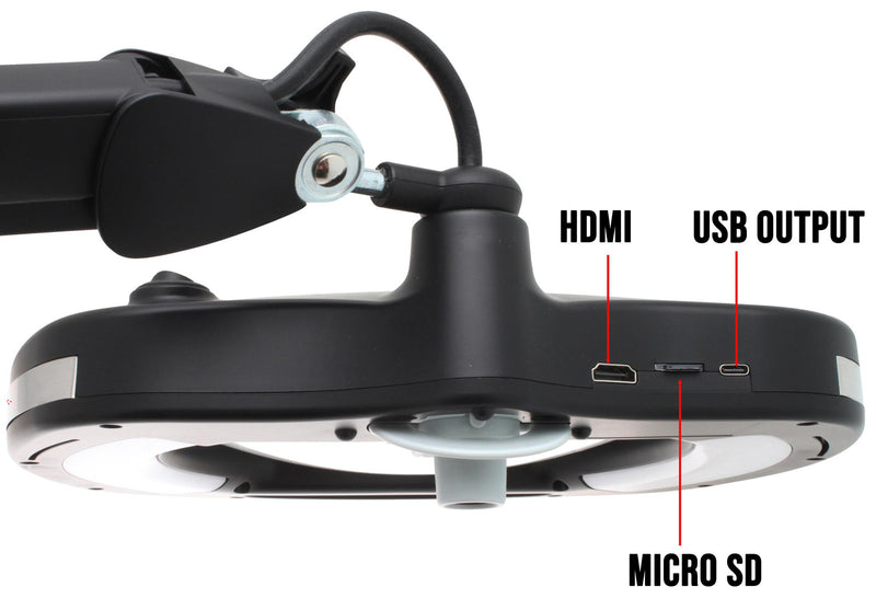 IDEAL-TEK LE-HDWWE5D.IT Magnifying LED Lamp, Inspection, ESD, HD Camera, 5-Dioptre, Schuko, 230 VAC, 190 mm L x 158 mm W