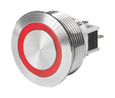SCHURTER 3-145-547 Vandal Resistant Switch, MSM II Series, 22 mm, SPDT, Momentary, Round Flat, Natural