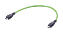 HARTING 33483131412005 Ethernet Cable, 10 Contact, Cat5, IX Type A Plug to IX Type A Plug, Green, 500 mm, 19.7 "