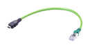 HARTING 33483147412003 Ethernet Cable, 10 Contact, Cat5, IX Type A Plug to RJ45 Plug, Green, 300 mm, 11.8 "