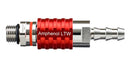 AMPHENOL LTW SQD02-SBBN-PADM-RD001 Liquid Cooling Plug-Socket, 7/16"-20UNF, Stainless Steel, Red, Valve, SnapQD Series