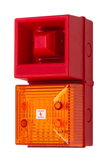 CLIFFORD AND SNELL 245204 Audio/Visual Signal Device, Flashing, Amber, 108 dBA, 230 VAC, Cable, IP65, Yodalight YL40 Series