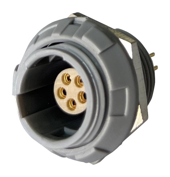 MULTICOMP PRO MCP-P1SRG05PGG Circular Connector, MCP IP50 Push Pull, Panel Mount Receptacle, 5 Contacts, PCB Socket