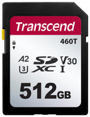 TRANSCEND TS512GSDC460T-VS1 Flash Memory Card, SDXC Card, Class 2, Class 30, 512 GB