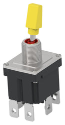 TE CONNECTIVITY - ALCOSWITCH DST12DY351 Toggle Switch, Sealed, w/ Yellow Cap, On-None-(On), DPDT, Non Illuminated, DST Series, Panel Mount