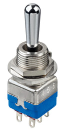 APEM 12144-2RAD2K Toggle Switch, (On)-On-(On), DP3T, Non Illuminated, 12000 Series, Panel Mount, 4 A