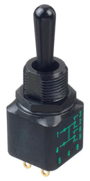 APEM 12147X778 Toggle Switch, IP67, (On)-Off-(On), DPDT, Non Illuminated, 12000X778 Series, Panel Mount, 4 A