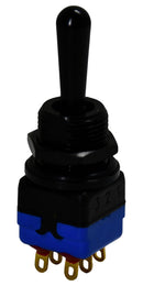 APEM 12147AD2GX408 Toggle Switch, (On)-Off-(On), DPDT, Non Illuminated, 12000 Series, Panel Mount, 4 A