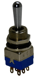 APEM 12147AK Toggle Switch, (On)-Off-(On), DPDT, Non Illuminated, 12000 Series, Panel Mount, 4 A