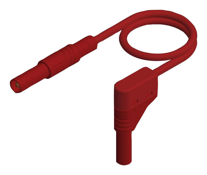 HIRSCHMANN TEST AND MEASUREMENT 934081101 Banana Test Lead, 4mm Banana Plug, Shrouded, 4mm Right Angle Stackable Banana Plug, Shrouded