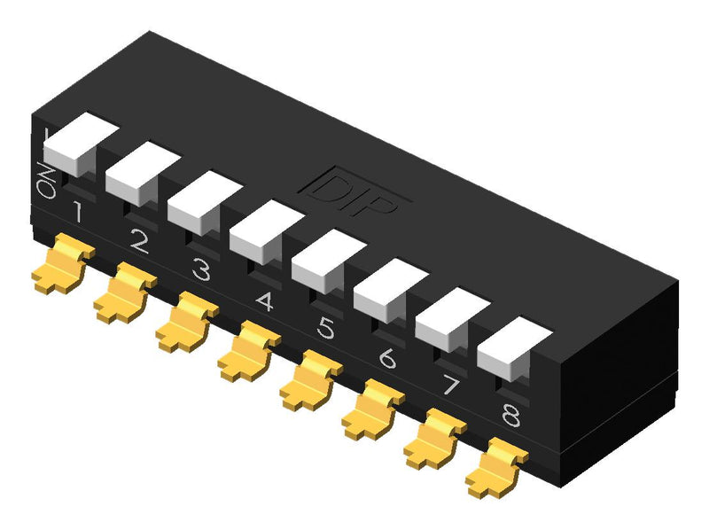 MULTICOMP PRO MPNPM-04VR DIP / SIP Switch, 4 Circuits, Raised Slide, Surface Mount, SPST-NO, 24 V, 25 mA
