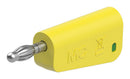 STAUBLI 64.1044-20 Banana Test Connector, 4 mm, Plug, Cable Mount, 32 A, 60 VDC, Nickel Plated Contacts, Green, Yellow