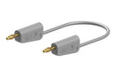 STAUBLI 64.1033-20028 Banana Test Lead, 30 VAC, 4mm Stackable Banana Plug, 4mm Stackable Banana Plug, 6.6 ft, 2 m, Grey