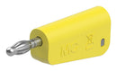 STAUBLI 64.1038-24 Banana Test Connector, 4 mm, Plug, Cable Mount, 19 A, 60 VDC, Nickel Plated Contacts, Yellow