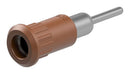 STAUBLI 64.3011-27 Banana Test Connector, 4 mm, Socket, Panel Mount, 25 A, 60 VDC, Nickel Plated Contacts, Brown