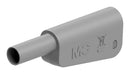 STAUBLI 66.2023-28 Banana Test Connector, 4mm, Plug, Cable Mount, 32 A, 1 kV, Gold Plated Contacts, Grey