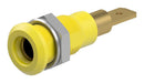 STAUBLI 64.3040-24 Banana Test Connector, 4 mm, Socket, Panel Mount, 25 A, 60 VDC, Gold Plated Contacts, Yellow