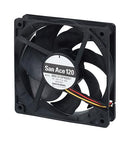 SANYO DENKI 9RA1224A4001 DC Axial Fan, 24 V, Square, 120 mm, 25 mm, Ball Bearing, 101.1 CFM