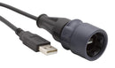 BULGIN LIMITED PXP6040/AA/3M00 USB Cable, 30V, 1A, Push-Twist, Type A Plug to Sealed Type A Plug, 3 m, 9.8 ft, USB 2.0, Black