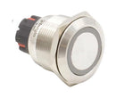 BULGIN LIMITED MP22SLRINRG024S5 Vandal Resistant Switch, Ring Illum, 24V LED, MP22 Series, 22 mm, SPDT, Latching, Round, Natural