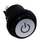 E-SWITCH PB66EE2CR6P41 Industrial Pushbutton Switch, Power Symbol Illumination, PB66 Series, 25 mm, DPST-NO-DM, Off-On