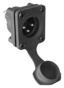 AMPHENOL AUDIO AXS3MP1 XLR Connector, IP65, 3 Contacts, Plug, Panel Mount, Tin Plated Contacts, Thermoplastic Body