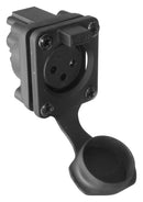 AMPHENOL AUDIO AXS3FP1 XLR Connector, IP65, 3 Contacts, Receptacle, Panel Mount, Tin Plated Contacts, Thermoplastic Body