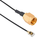 AMPHENOL RF 095-902-596-200 RF / Coaxial Cable Assembly, 7.9 ", 200 mm, 1.13mm Micro, SMA Plug, 90° MHF1 Plug, 50 ohm