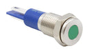 BULGIN LIMITED DX08WG024N LED Panel Mount Indicator, Wire Lead Terminal, Green, 24 V, 8 mm, IP67