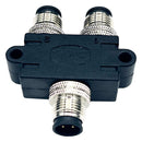 NORCOMP Y58-A08-MFFR001 Sensor Splitter, Y - Style, Cable Mount, 8 Position M12 Plug, 2 x 8 Position M12 Receptacle