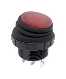E-SWITCH RRS20F1ABLKREDNN1P Rocker Switch, w/ 100-125VAC Lamp, On-Off, SPST-NO, Illuminated, Panel Mount, Red, RRS20 Series
