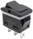 E-SWITCH RCA1913F2ABLKBLKNN Rocker Switch, IP68, On-On, SPST-NO, Non Illuminated, Panel, Snap-In, Black, RCA1913 Series