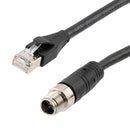 L-COM TRG610-C6B-10M Sensor Cable, X Coded, Black, IP67, M12 Plug, RJ45 Plug, 8 Positions, 10 m, 32.8 ft, TRG610 Series