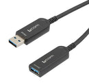 L-COM AOC-U31AMAF-BC-010 USB Cable, USB Type A Plug to USB Type A Receptacle, 10 m, 32.81 ft, USB 3.1, Black