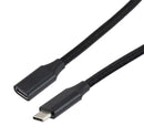 L-COM LUSBC31-MF-100W1M USB Cable, Type C Plug to Type C Receptacle, 1 m, 3.3 ft, USB 3.1, Black