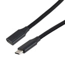 L-COM LUSBC31-MF-100W2M USB Cable, Type C Plug to Type C Receptacle, 2 m, 6.6 ft, USB 3.1, Black