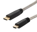 L-COM DPHD4KA-1M Audio / Video Cable Assembly, Armored, 4K, DisplayPort Plug, HDMI Plug, 3.3 ft, 1 m, Black