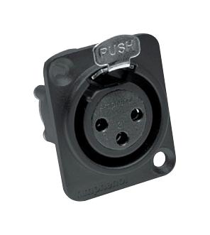 AMPHENOL AUDIO AX3FDB XLR Connector, 3 Contacts, Jack, Panel Mount, Tin Plated Contacts, Zinc Alloy Body, AX Series