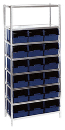 RAACO 181174 Shelving Unit, with Bin, Blue, Steel, Open Shelf, 18/Bins, 8/Shelves, 430 mm x 920 mm x 2 m