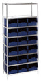 RAACO 181174 Shelving Unit, with Bin, Blue, Steel, Open Shelf, 18/Bins, 8/Shelves, 430 mm x 920 mm x 2 m