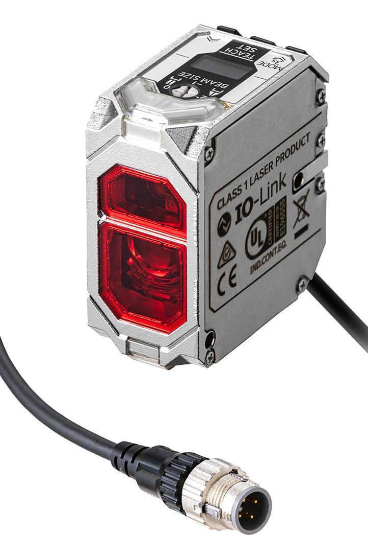 OMRON INDUSTRIAL AUTOMATION E3AS-HF6000SMN-M1TJ 0.3M Laser Sensor, 6m, Time of Flight, Red Laser, NPN/IO-Link, Spot Beam, Pre-Wired 4 Pin M12 Connector