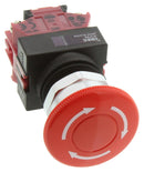 IDEC AVW402-R Emergency Stop Switch, DPST-NC, Pushlock Turn Reset, Screw, 10 A, 600 V, 220 V