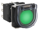 IDEC LB6GL-M1T64G Industrial Pushbutton Switch, w/Guard, LB Series, 18.2 mm, DPDT, Momentary, Round, Green