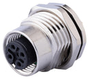 SAME SKY CDM1203-12A-FP-F16-67 Sensor Connector, CDM1203 Series, M12, Female, 12 Positions, Solder Socket, Straight Panel Mount