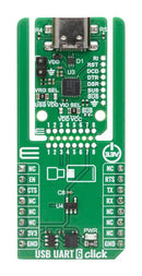 MIKROELEKTRONIKA MIKROE-6725 Add-On Board, USB UART 6 Click, CP2102C, USB-to-UART Bridge, UART/USB, 3.3V in